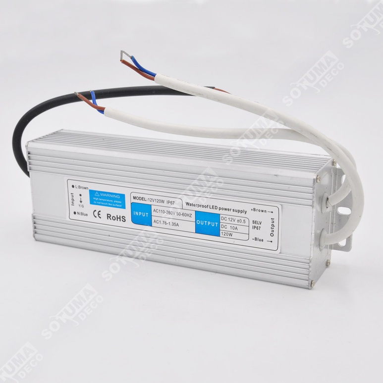 TRANSFORMATEUR ETANCHE 12V 10A/60W IP67